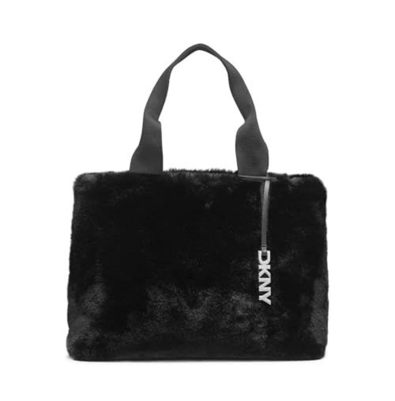 DKNY BLACK FUR TOTE BAG LARGE
