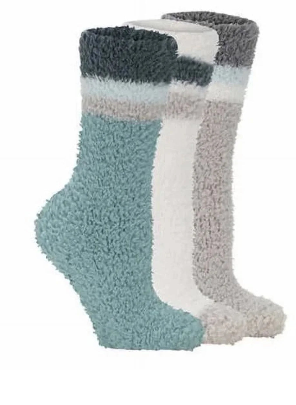 Lemon Women's 3-Pair Cozy Crew Ultra Soft Socks Green/Grey Fits Shoe Size 5-9.5