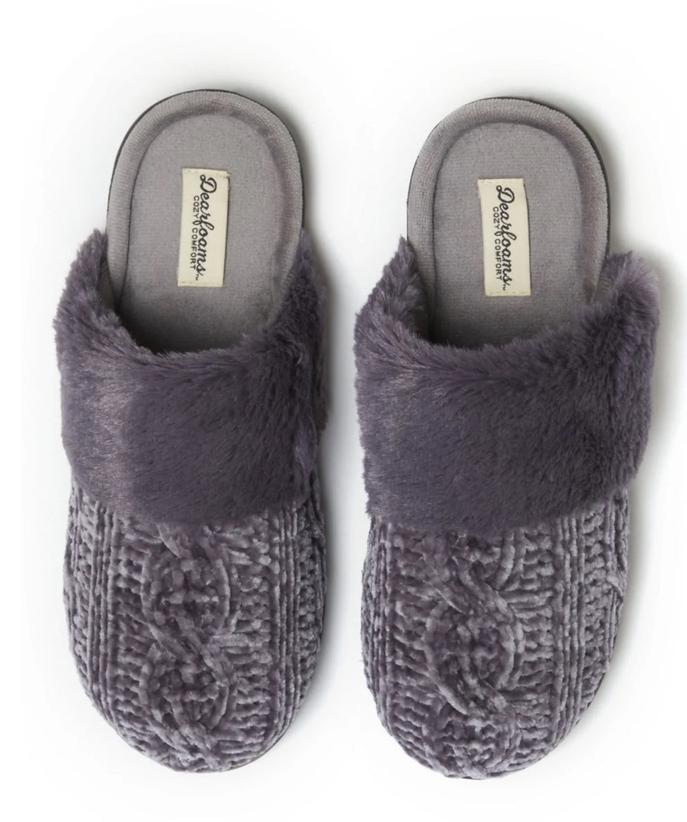 Dearfoams Cozy Comfort Women's Cable Knit Chenille Scuff Slippers