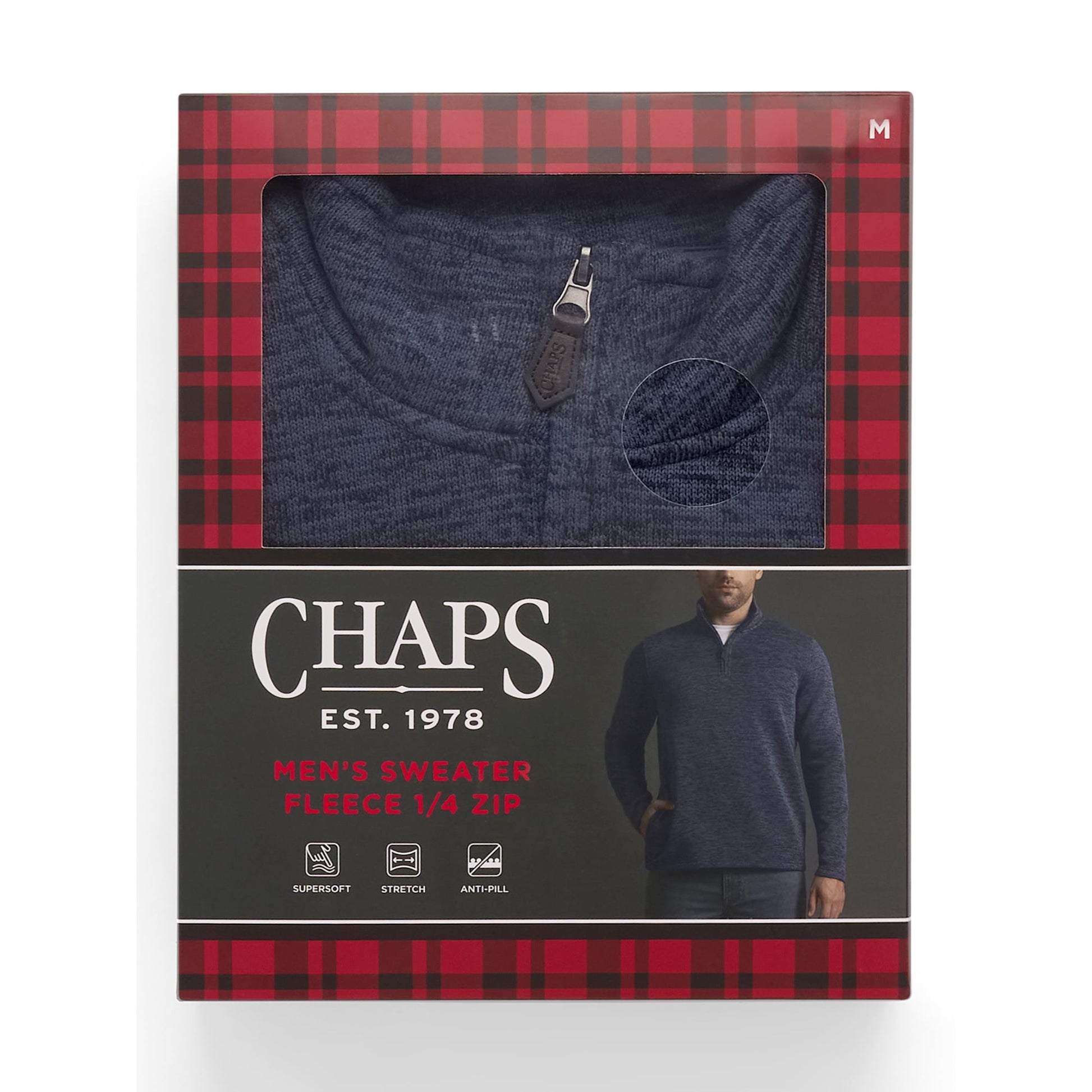 Chaps Quarter Zip Fleece Sweater Gift Box Set