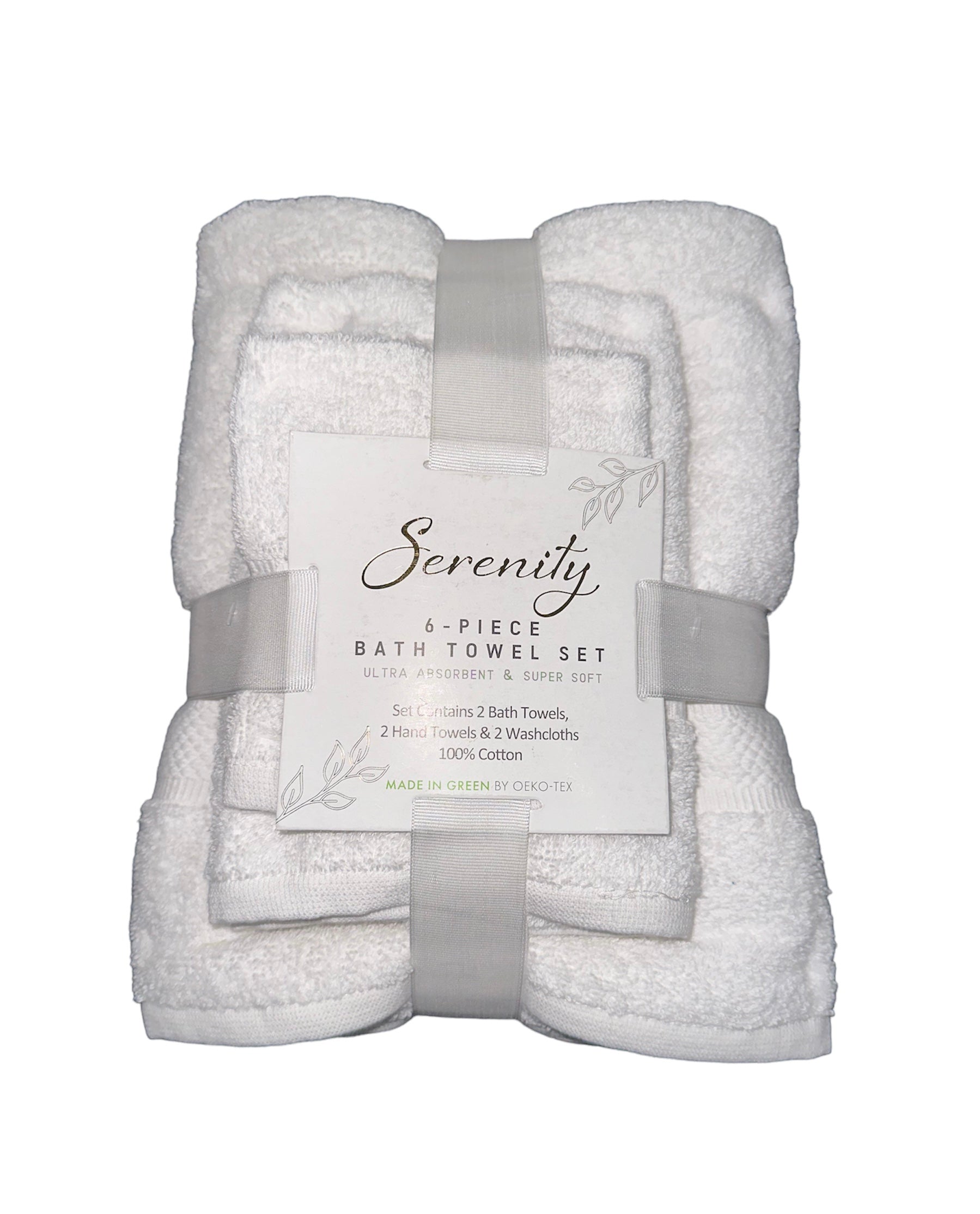6 Pack Towel Set White