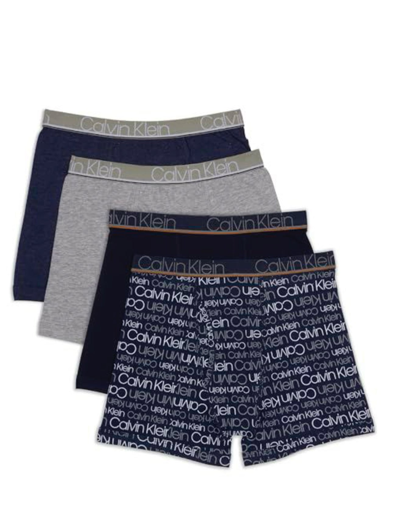 Calvin Klein Boy's Boxer Brief Underwear 4 Pack,Blue Ck/Heather Grey,Small