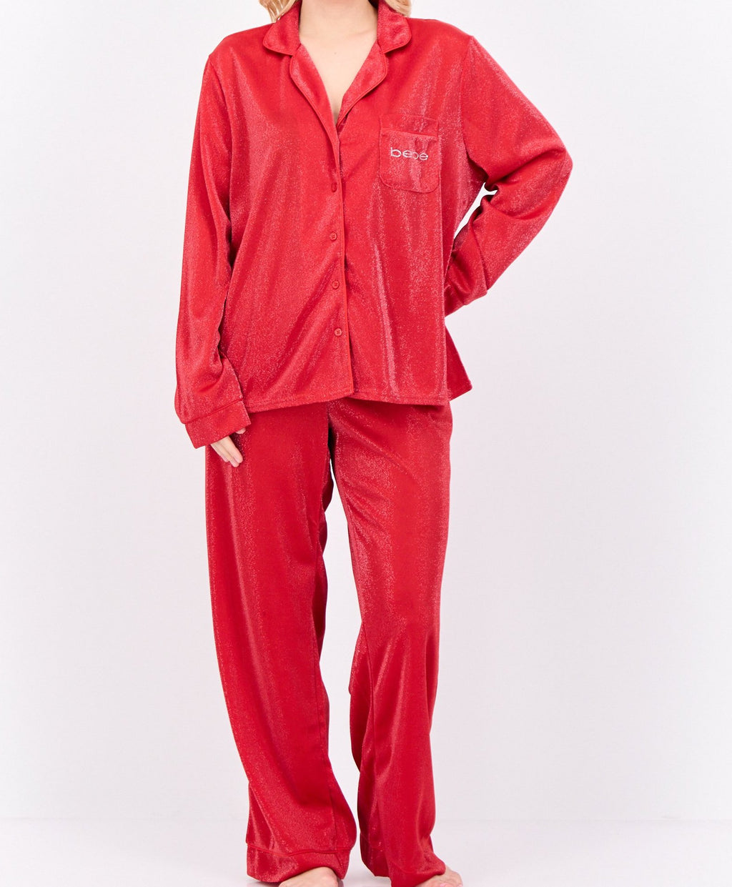 BEBE RED LONG SLEEVE PAJAMA
