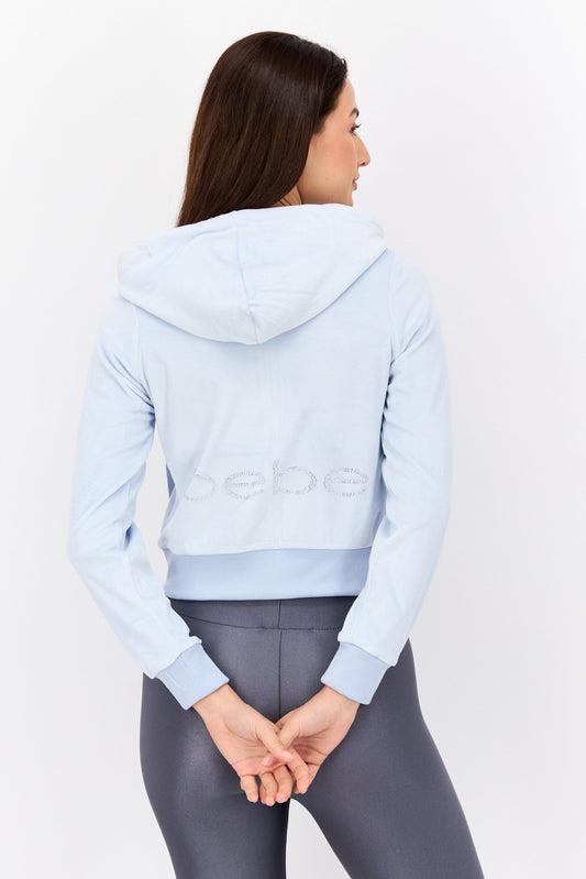 BEBE BLUE VELVET ZIP UP HOODIE