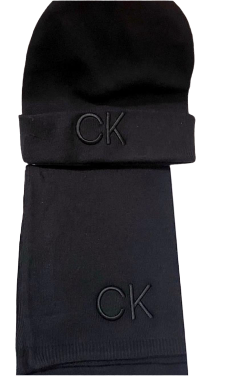 Calvin Klein Black Hat & Scarf