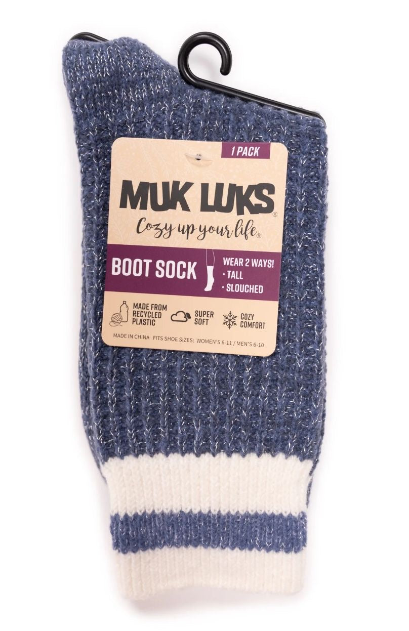 MUK LUKS Women's Microfiber Crew Boot Sock, 1-Pack, Size 6-11