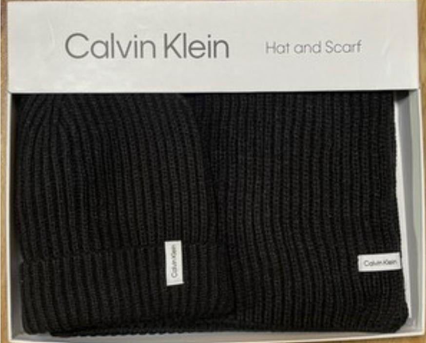 Calvin Klein Black Hat & Scarf