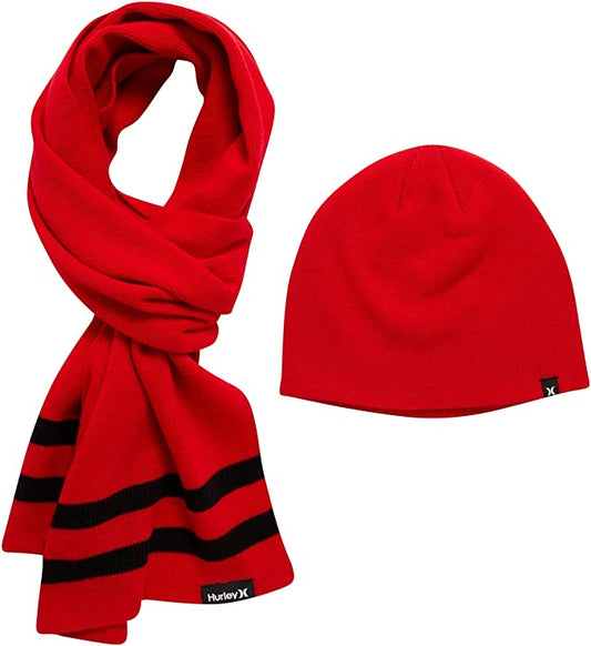 Men Hat and Scarf Red Set