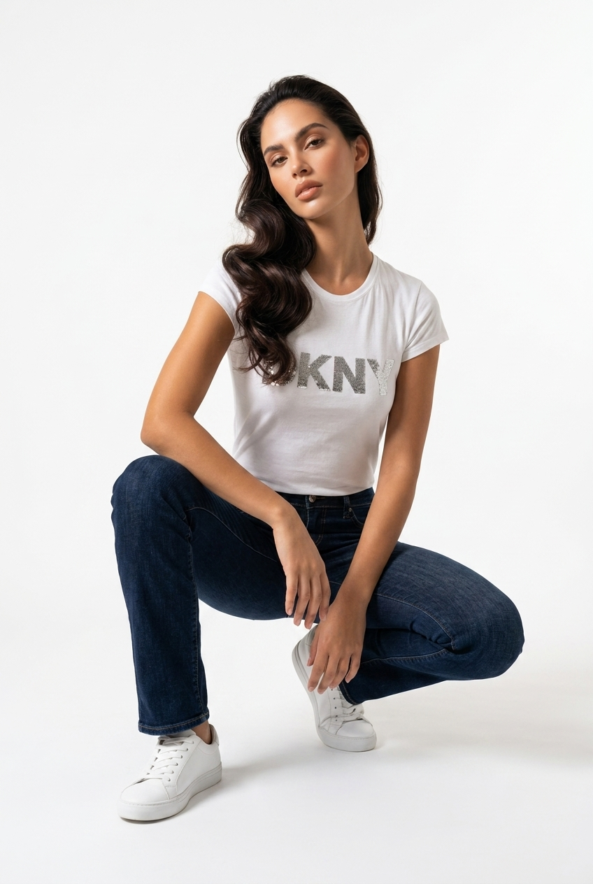 DKNY Women White Tshirt