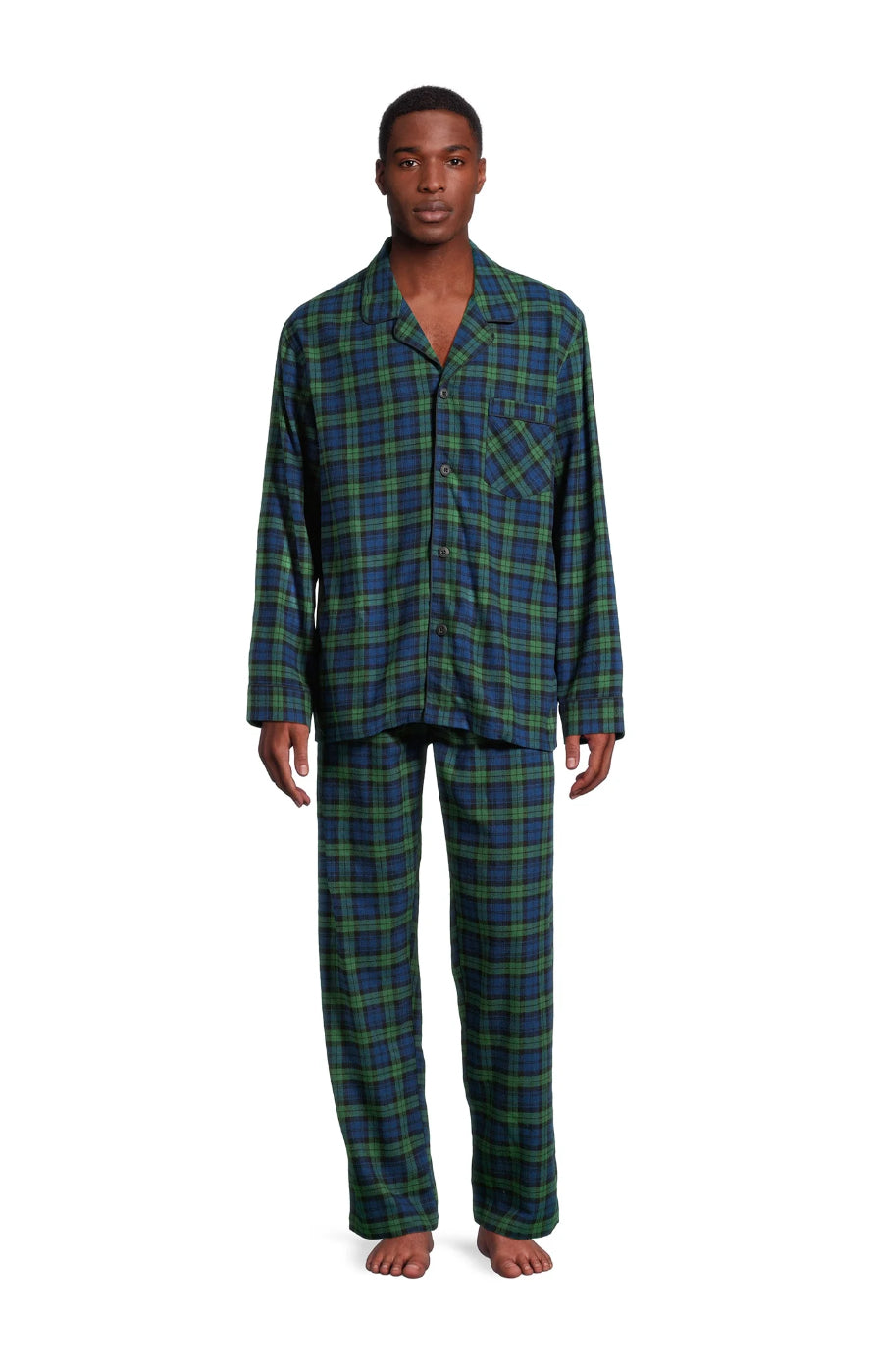 Hanes Men’s Slub Jersey Top and Ultra Soft Flannel Sleep Pants Set, 2-Piece