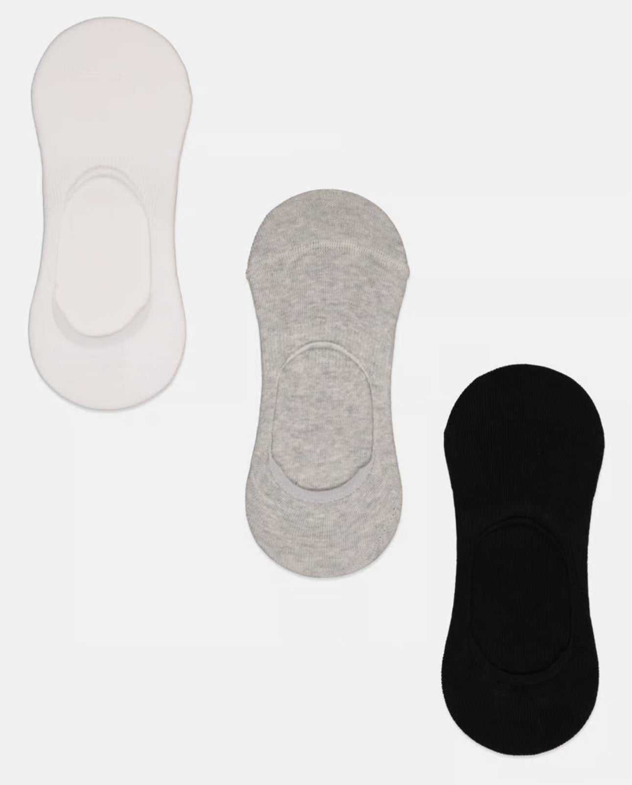 Bebe Women 3 Pair Knitted Invisible Socks, Grey/White/Black