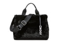 DKNY Roni Small Fur Tote Bag with Logo Charm, Black/Silver