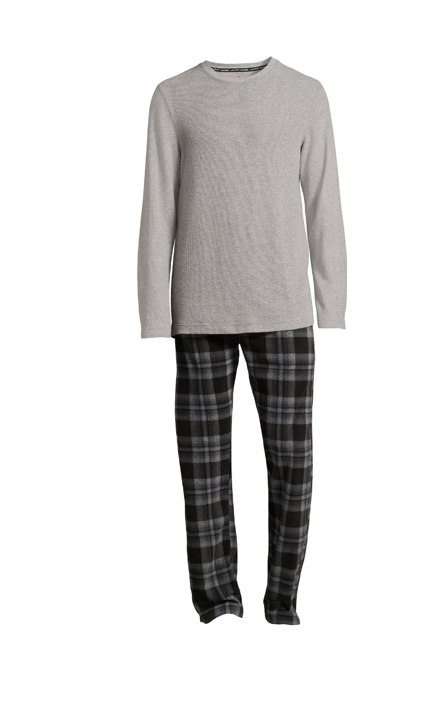 Hanes Men’s Slub Jersey Top and Ultra Soft Flannel Sleep Pants Set, 2-Piece