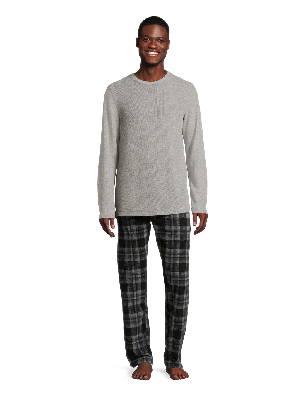 Hanes Men’s Slub Jersey Top and Ultra Soft Flannel Sleep Pants Set, 2-Piece