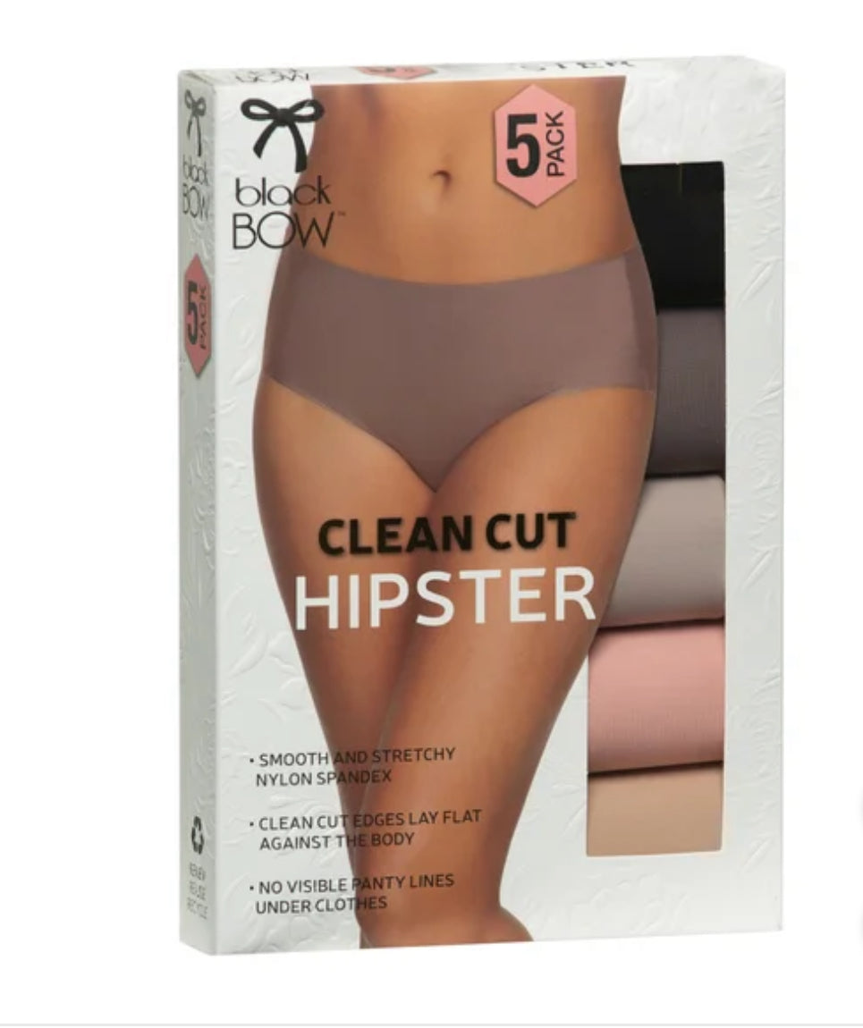 Black Bow Ladies’ Clean Cut Hipster, 5-pack