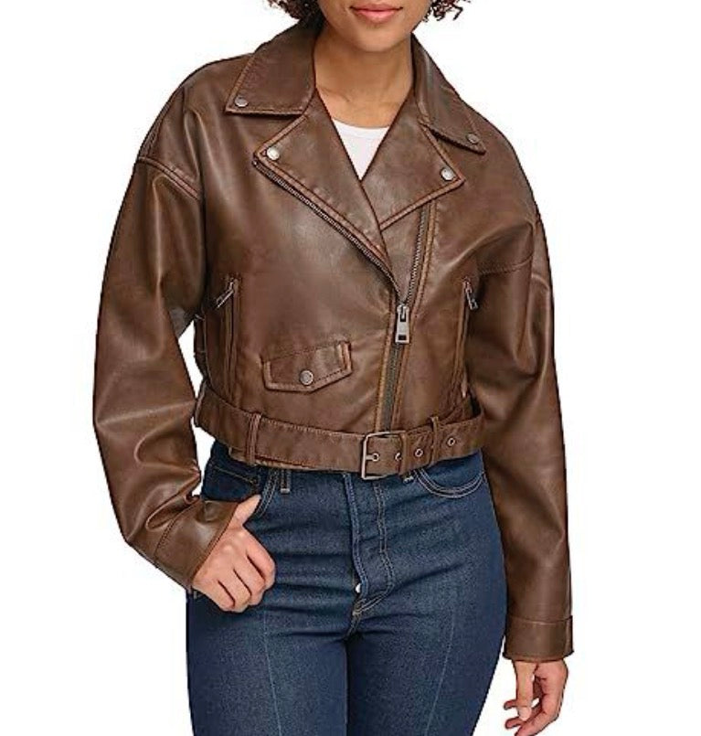 Levi's Women's Faux Leather Cropped Moto Jacket