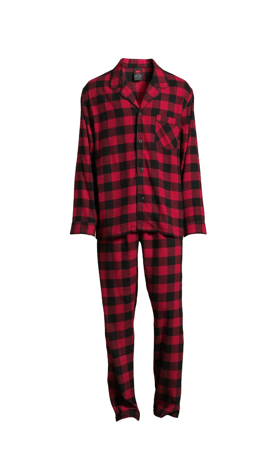 Hanes Men’s Slub Jersey Top and Ultra Soft Flannel Sleep Pants Set, 2-Piece