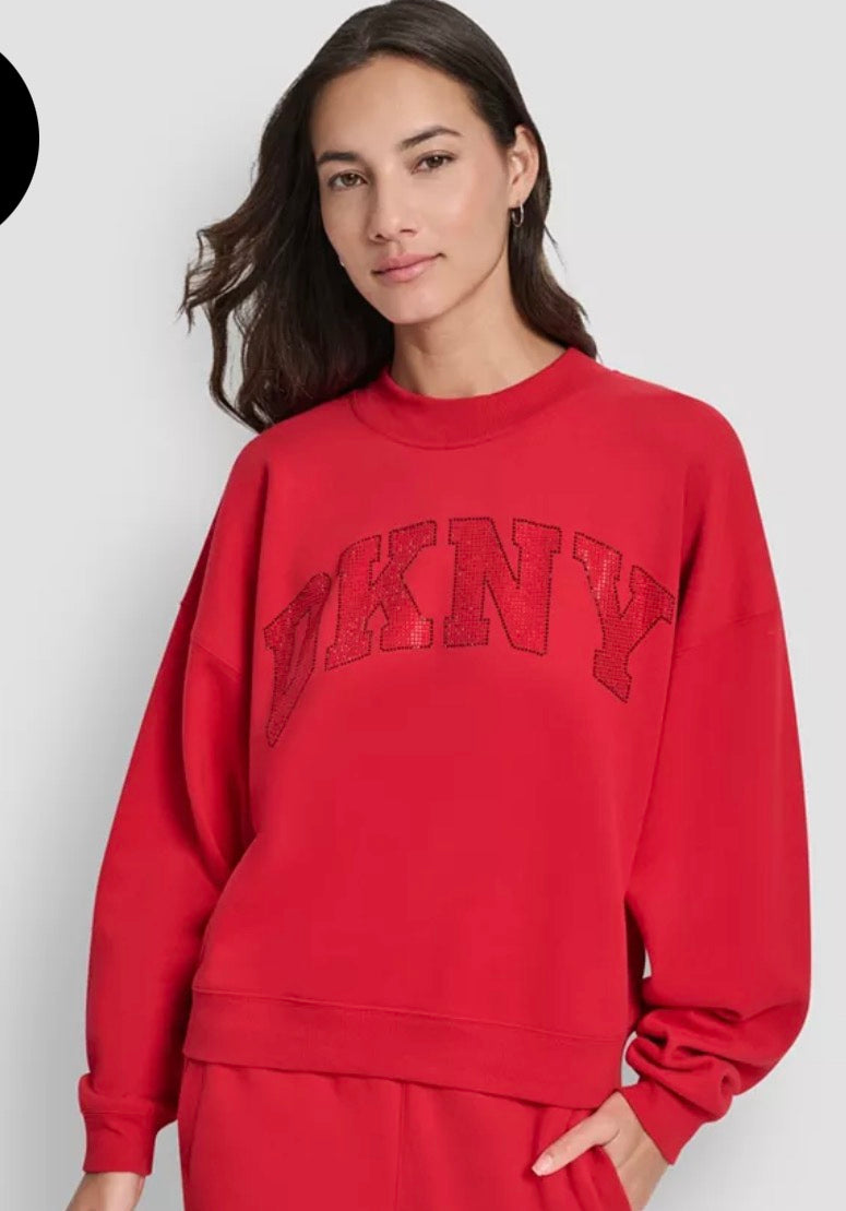 DKNY RHINESTONE LOGO HOODIE