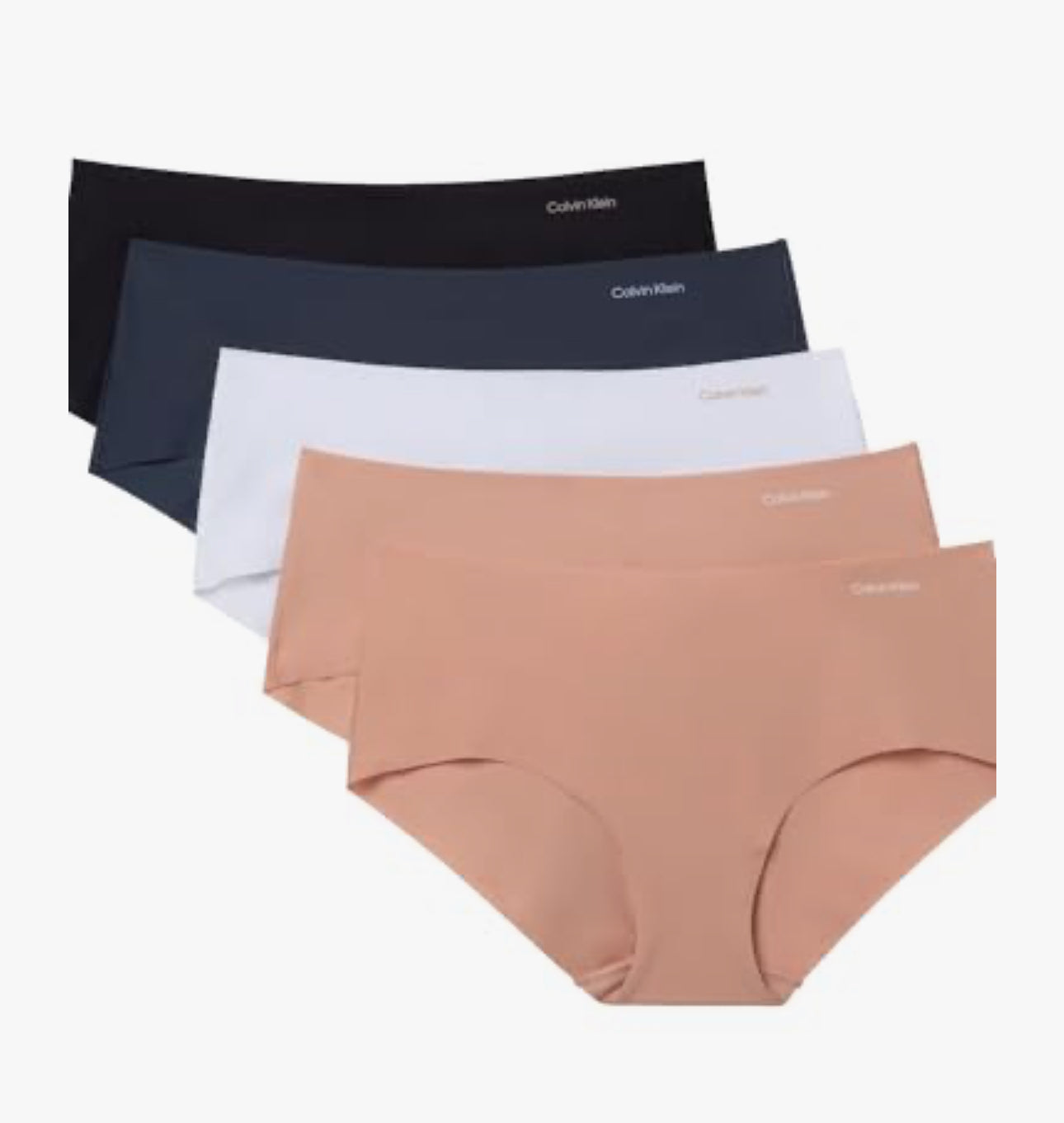 Calvin Klein Women's Invisibles Seamless Hipster Panties, 5 Pack, Black/Speakeasy/White Light Caramel, Small