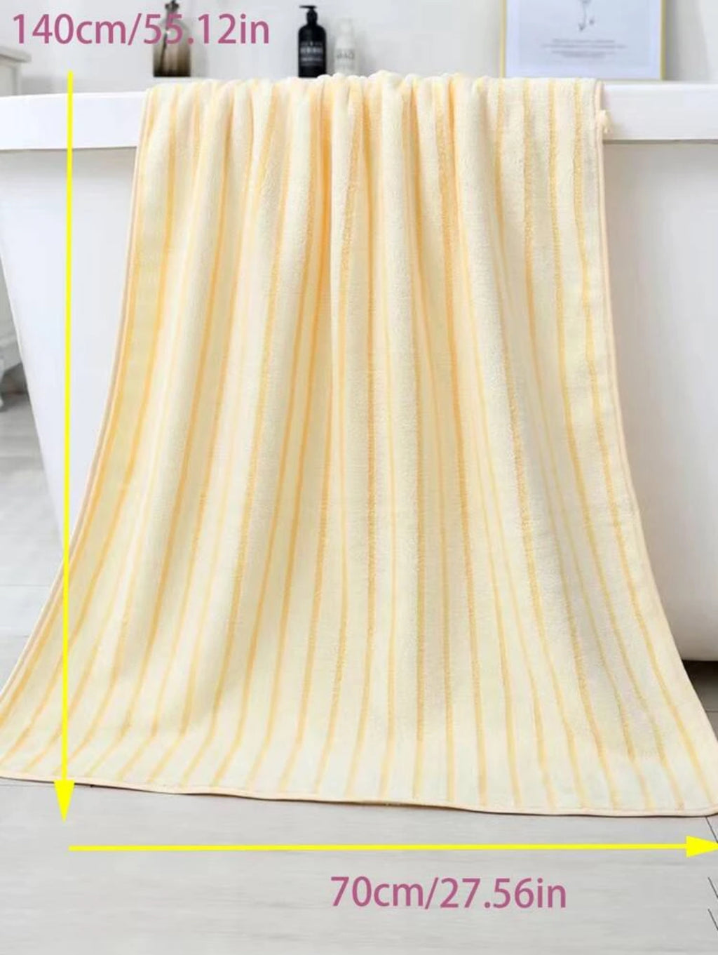 1pc Striped Pattern Random Color Bath Towel,Soft Absorbent Towel
