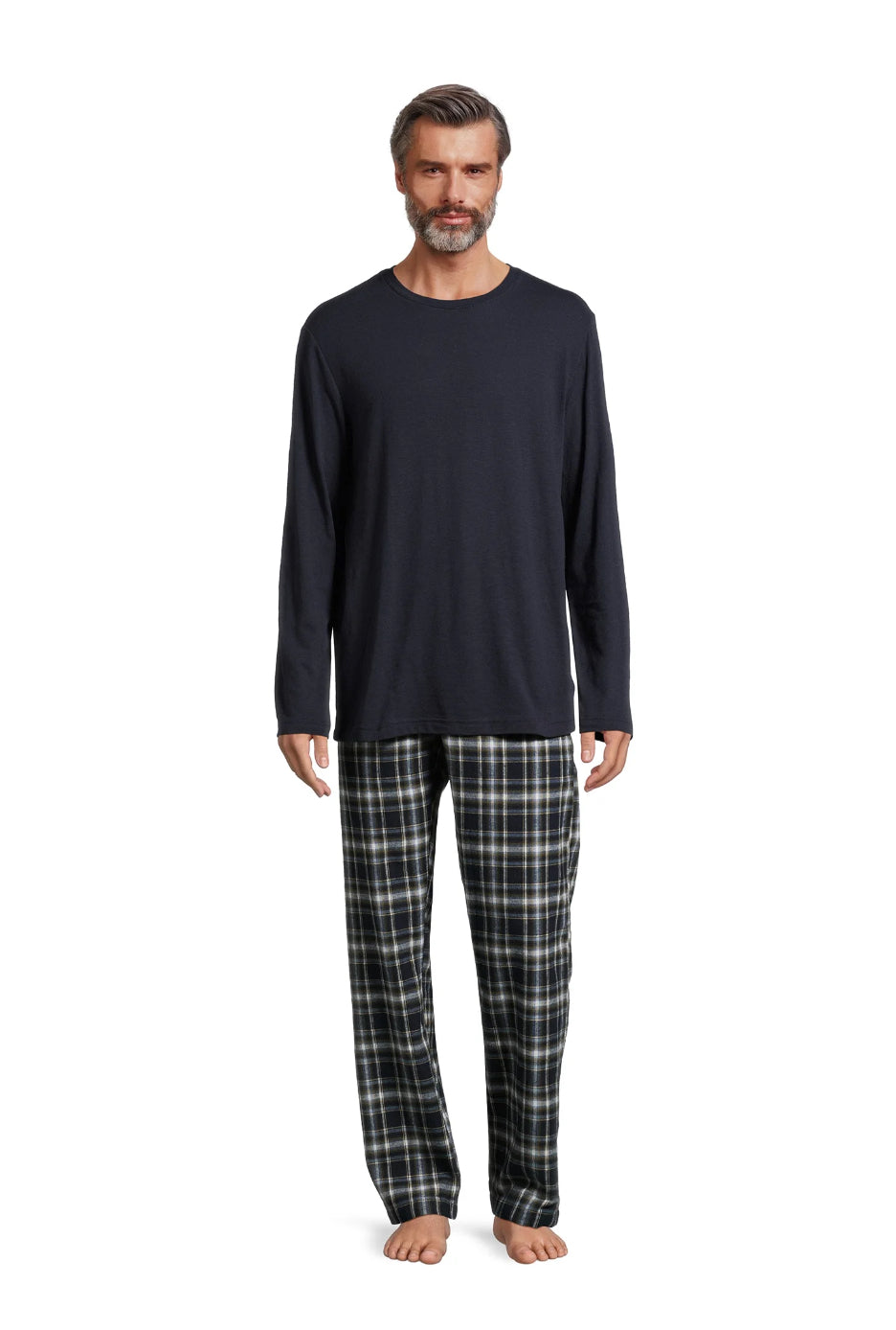 Hanes Men’s Slub Jersey Top and Ultra Soft Flannel Sleep Pants Set, 2-Piece