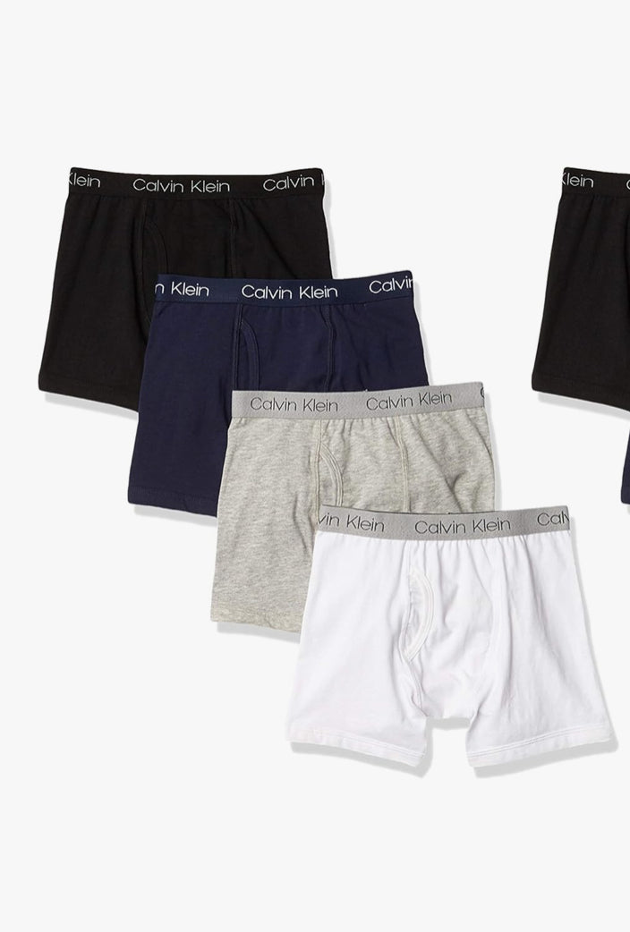 Calvin Klein Boys Boxer Brief Underwear 4 Pack, Basic Pack, Medium