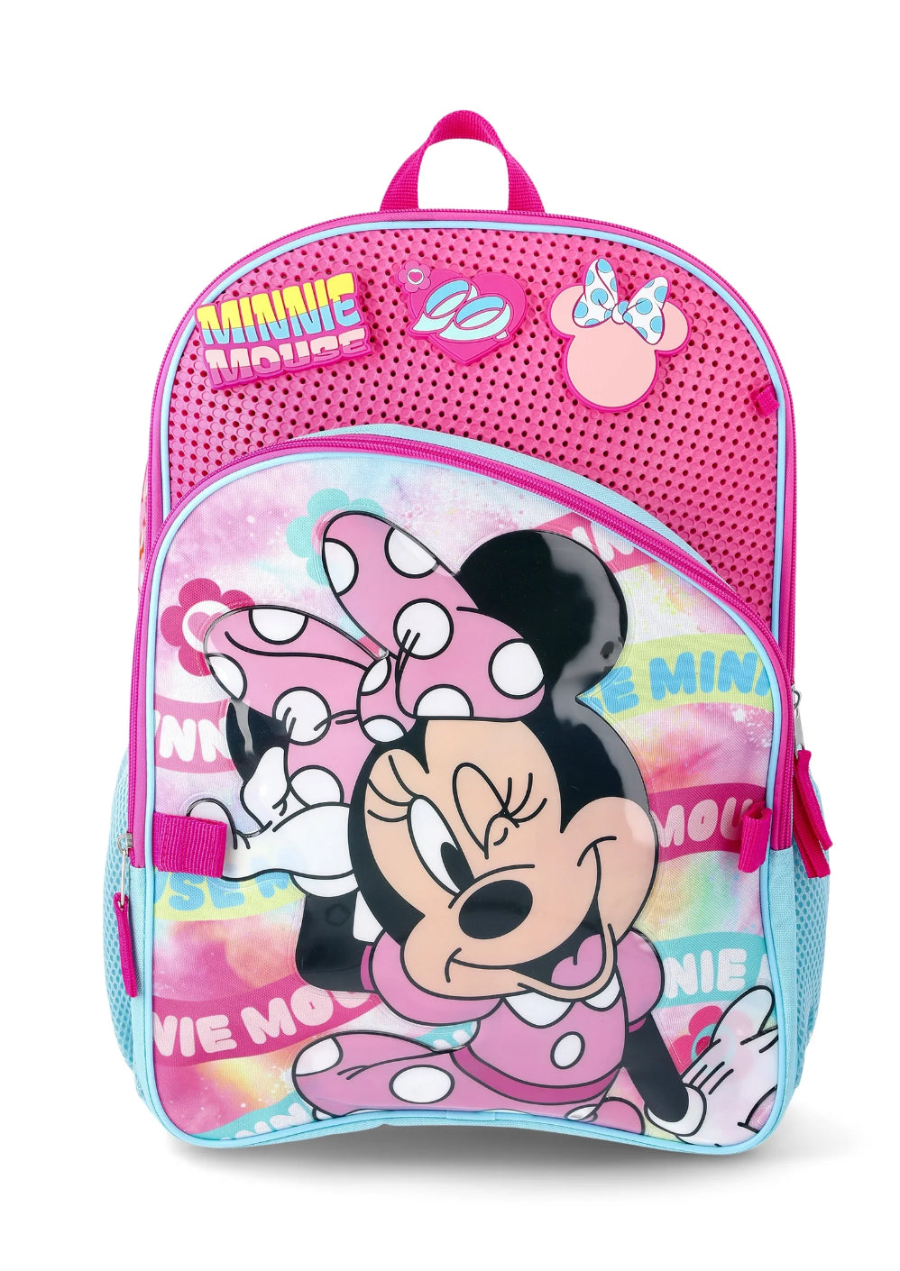 Disney Minnie Mouse Girls Customizable Charm 17" 6-Piece Backpack Set, Pink