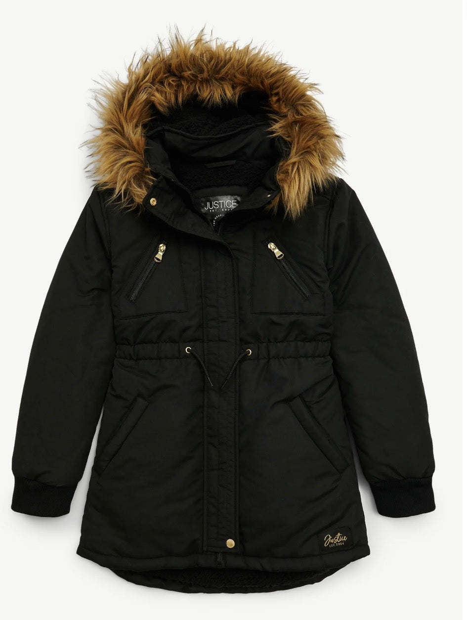 Justice Black Fur Inside Jacket