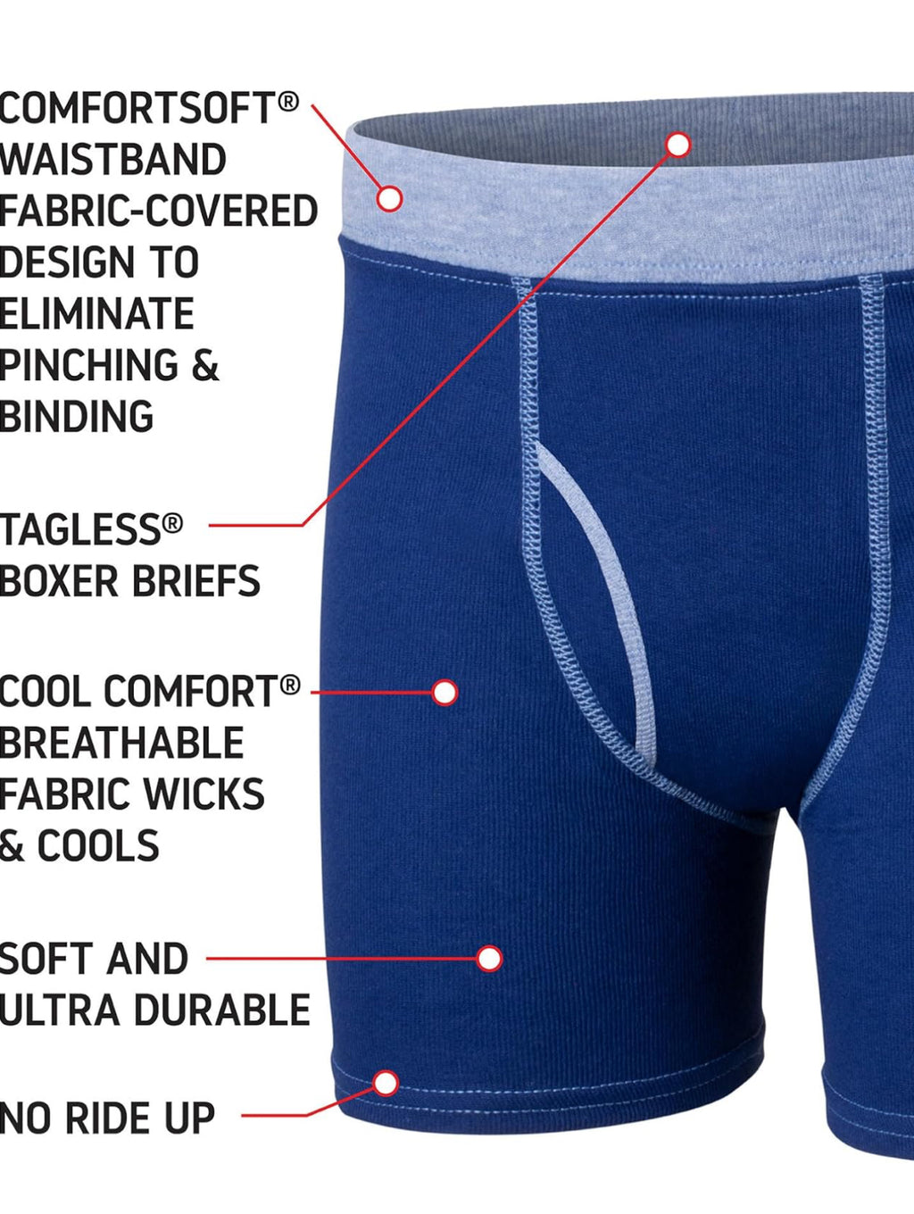 Hanes Boys And Toddler Underwear, Comfort Flex Comfortsoft Briefs, Multiple Packs Available Boxer, Multicolor - 10 Pack, Medium US