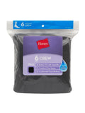 Hanes Women's Crew Socks, Moisture-Wicking, 6-Pairs Black