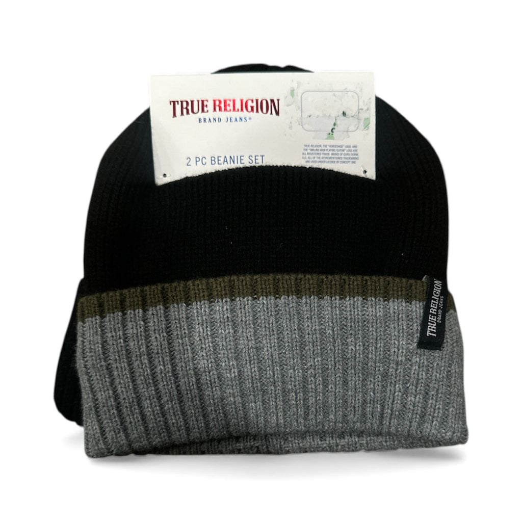 True Religion 2 Pcs Beanie Set