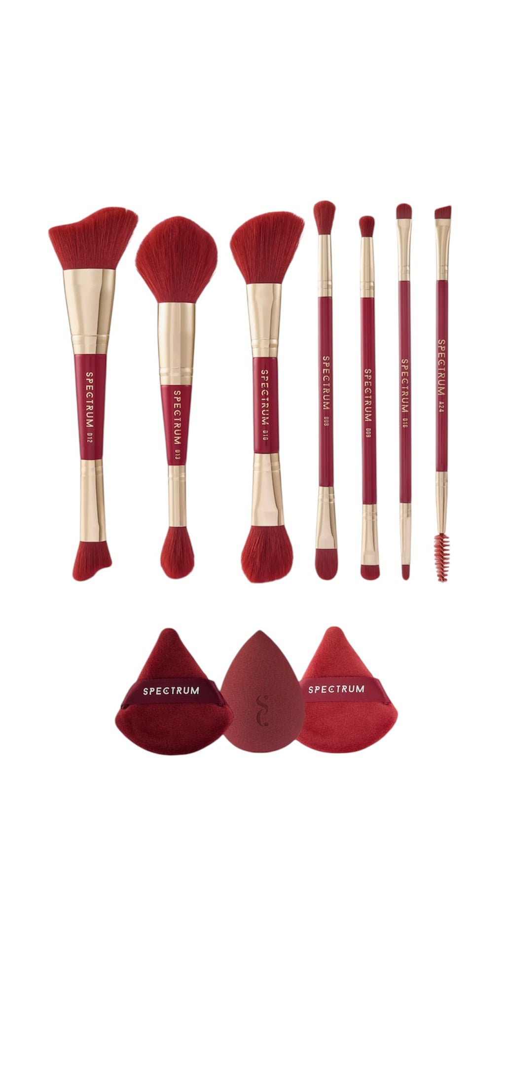 Very Cherry 10-Piece Dual Ended Makeup Brush, Sponge & Puff Set