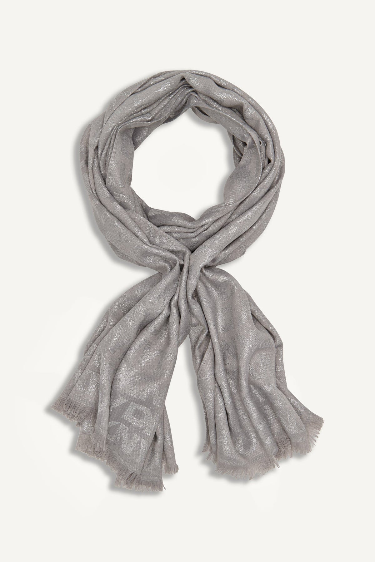 DKNY Shiny Silver and Grey Scarf