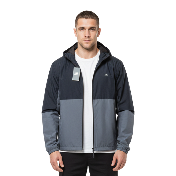 New Balance Mens Full Zip Light weight Mesh Lined Running Jacket Black Gray
