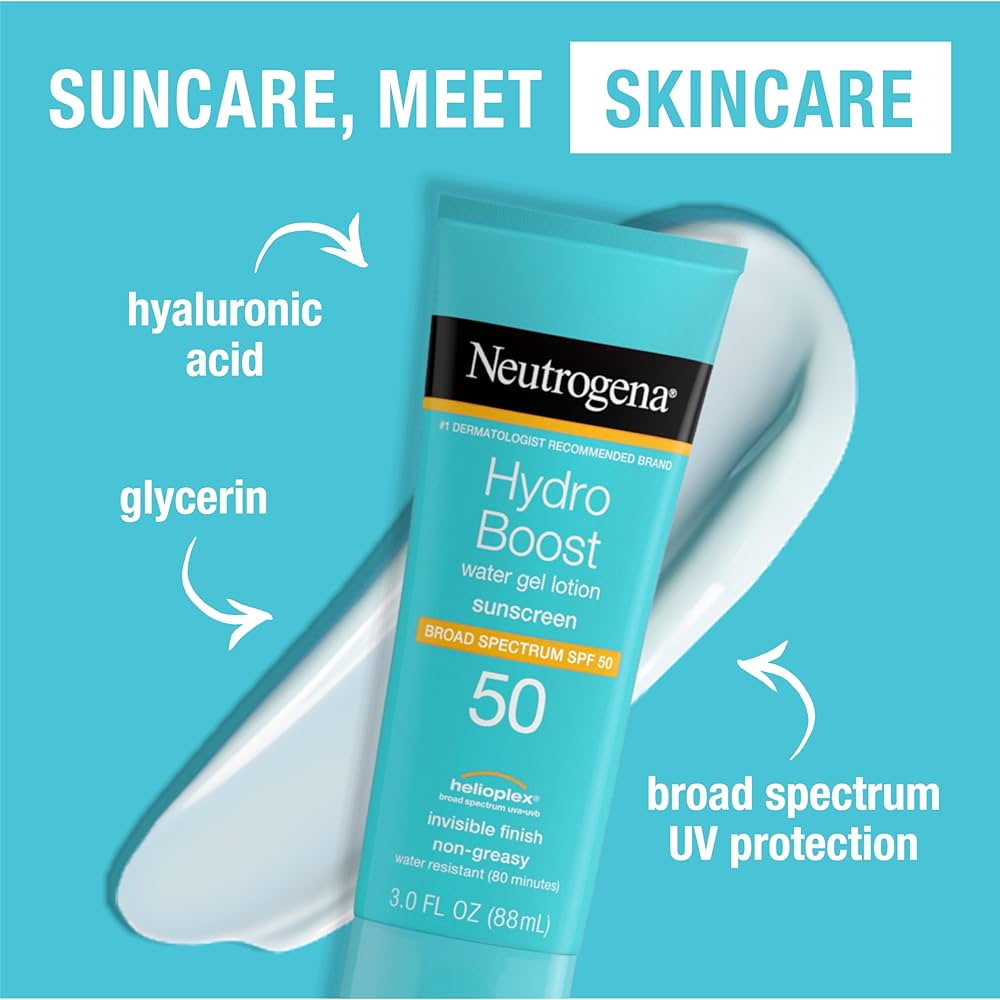 Neutrogena Hydro Boost Moisturizing Water Gel Sunscreen Lotion with Broad Spectrum SPF 50, Water-Resistant