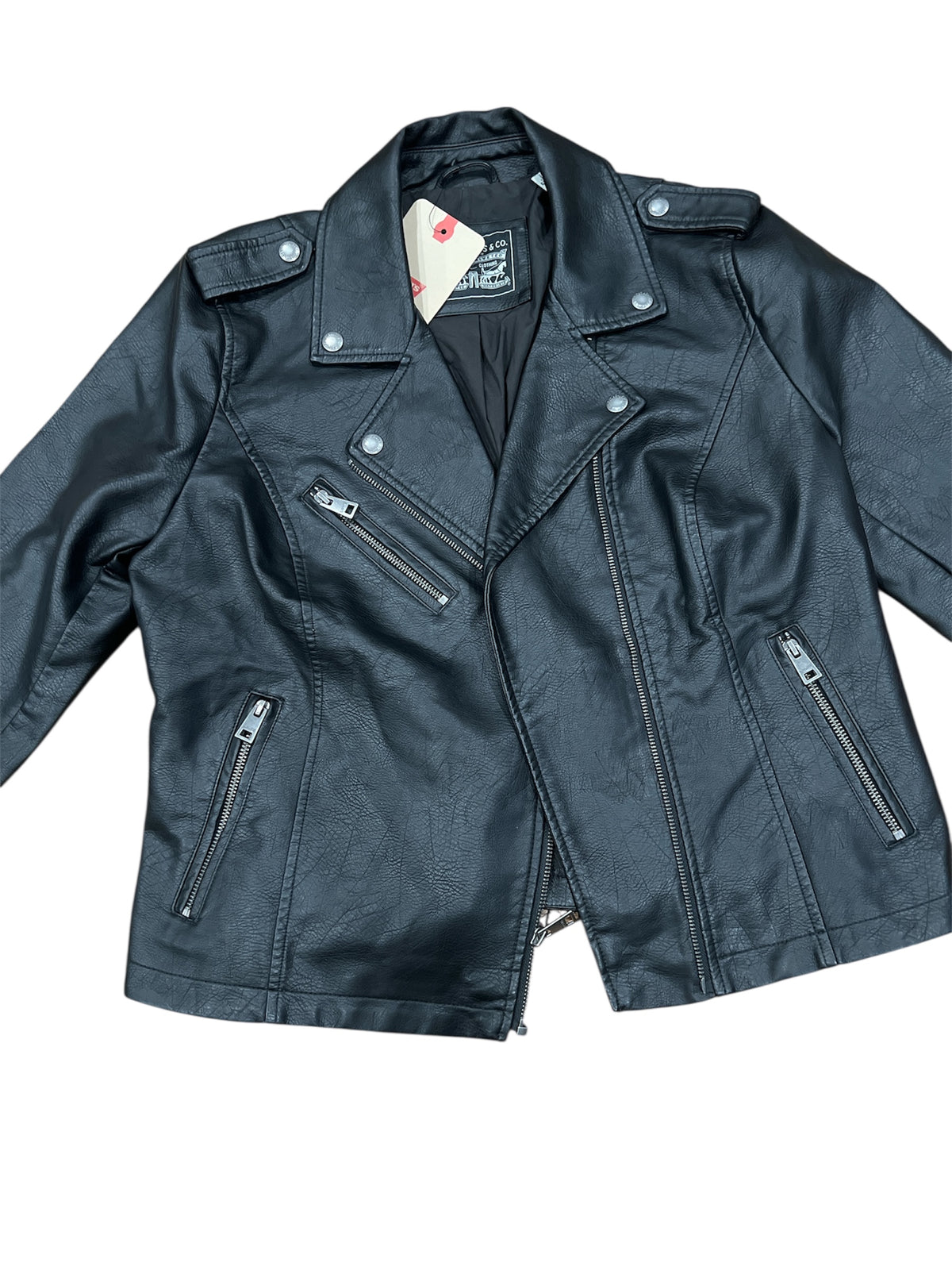 Levi's Women's Black Faux Leather Cropped Moto Jacket