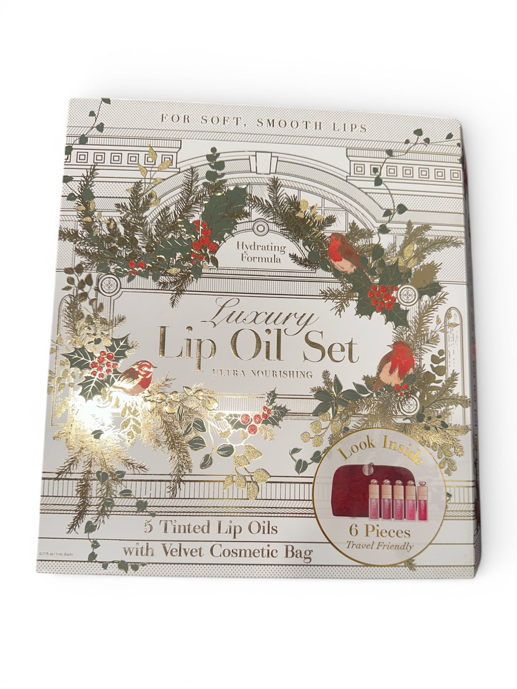 5 Tinted Lip Oils with Velvet Cosmetic Bag