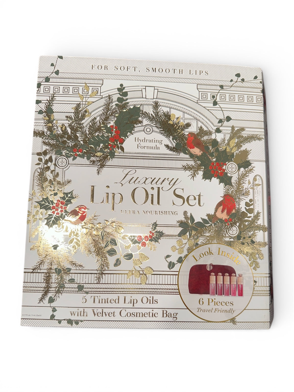5 Tinted Lip Oils with Velvet Cosmetic Bag
