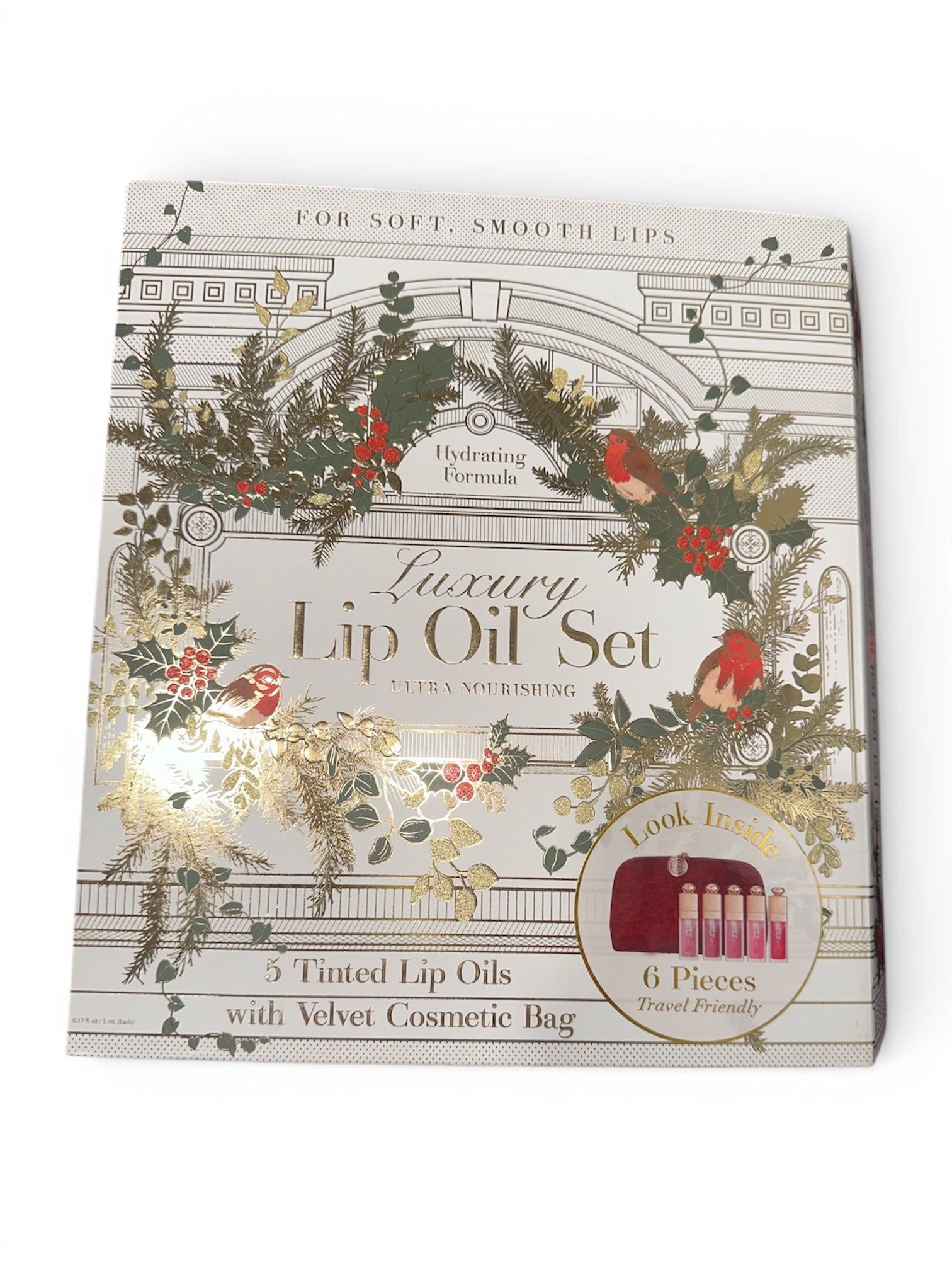 5 Tinted Lip Oils with Velvet Cosmetic Bag