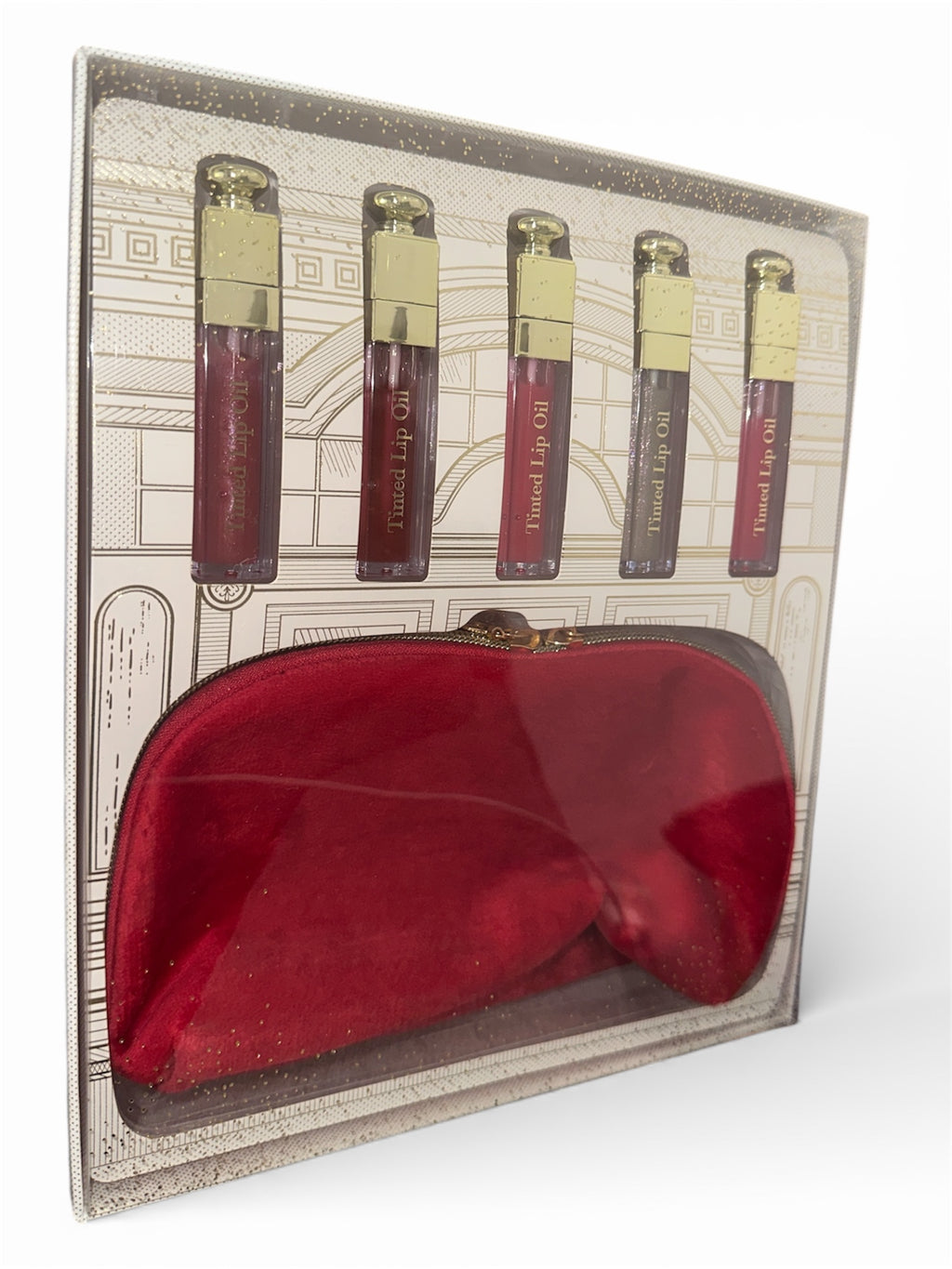 5 Tinted Lip Oils with Velvet Cosmetic Bag