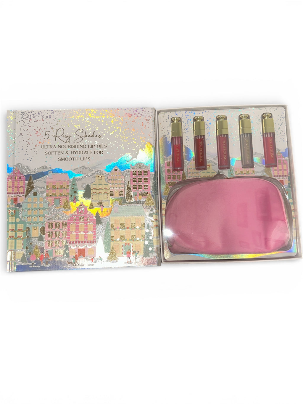 Hicola Hiller New York 5 Tinted Lip Oils with Velvet Cosmetic Bag