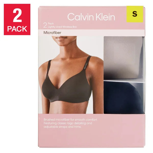 Calvin Klein Womens 2 Pack Microfiber Wirefree Bras