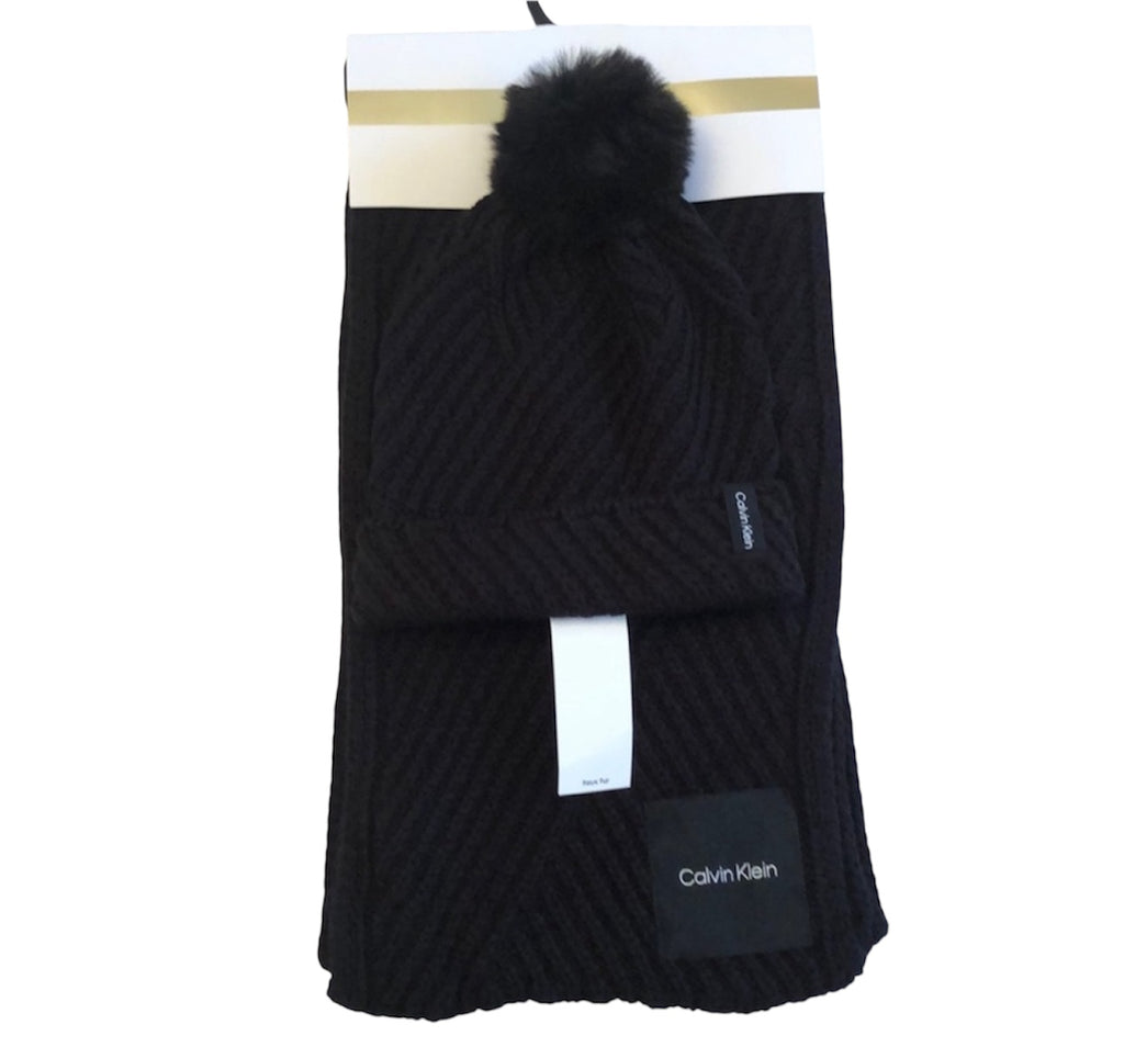 Calvin Klein Scarf and Beanie Set