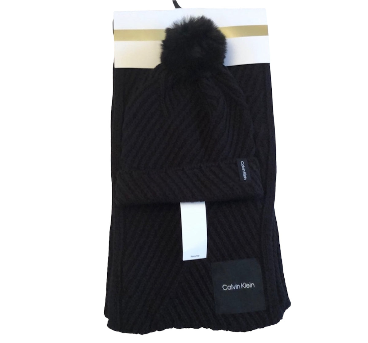 Calvin Klein Scarf and Beanie Set