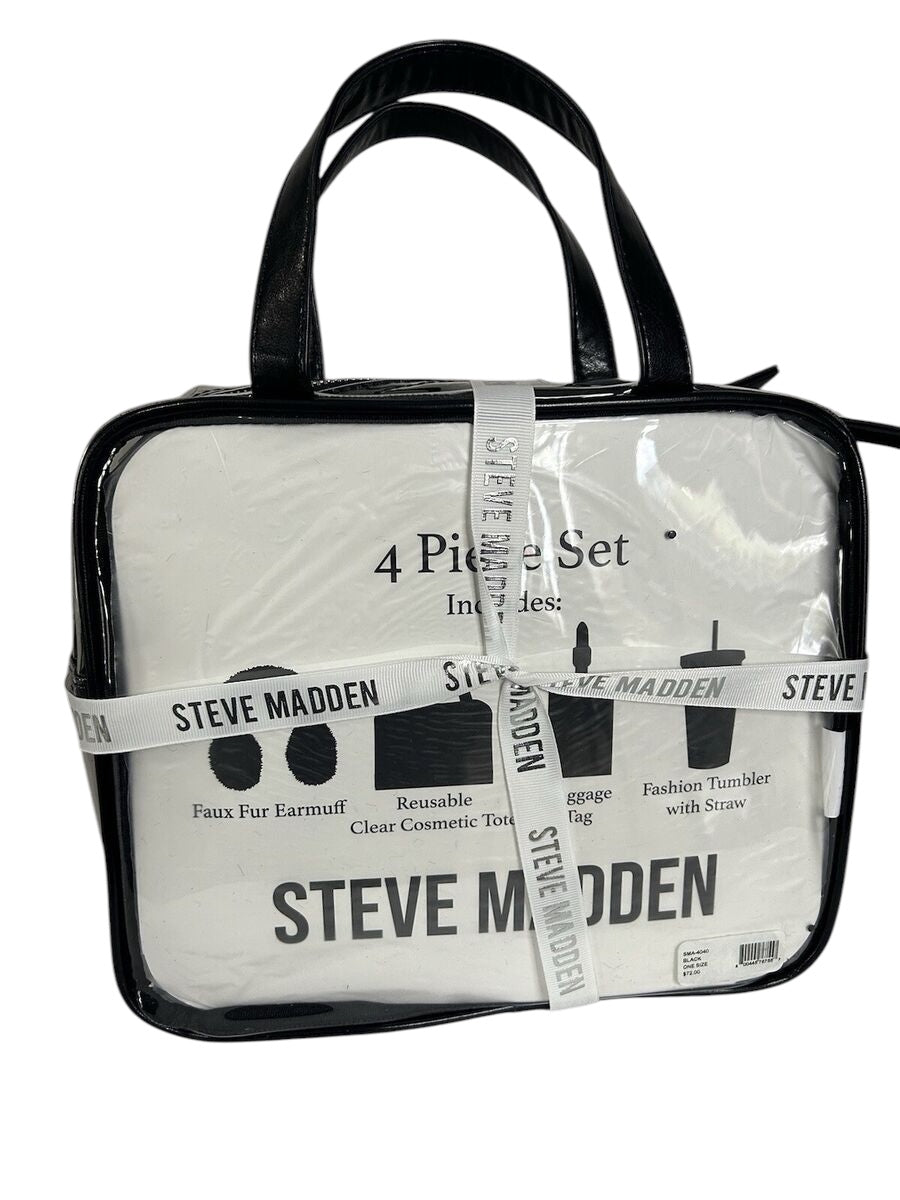 Steve Madden Cosmetic Bag 4 Piece Gift Set Black