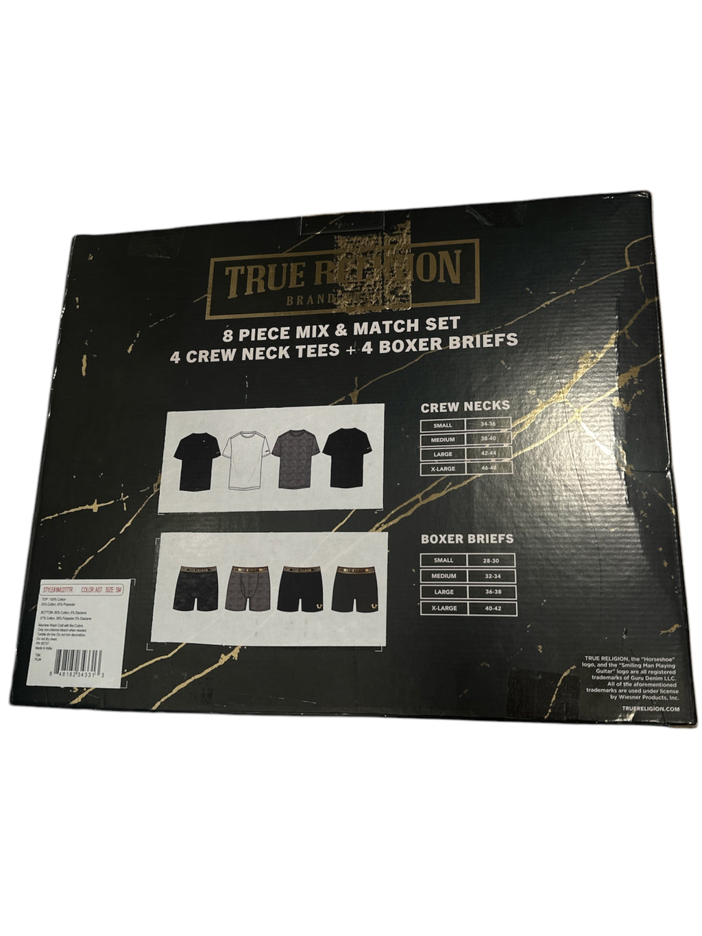True Religion 8 Pieces Crew Neck Tees + Boxers