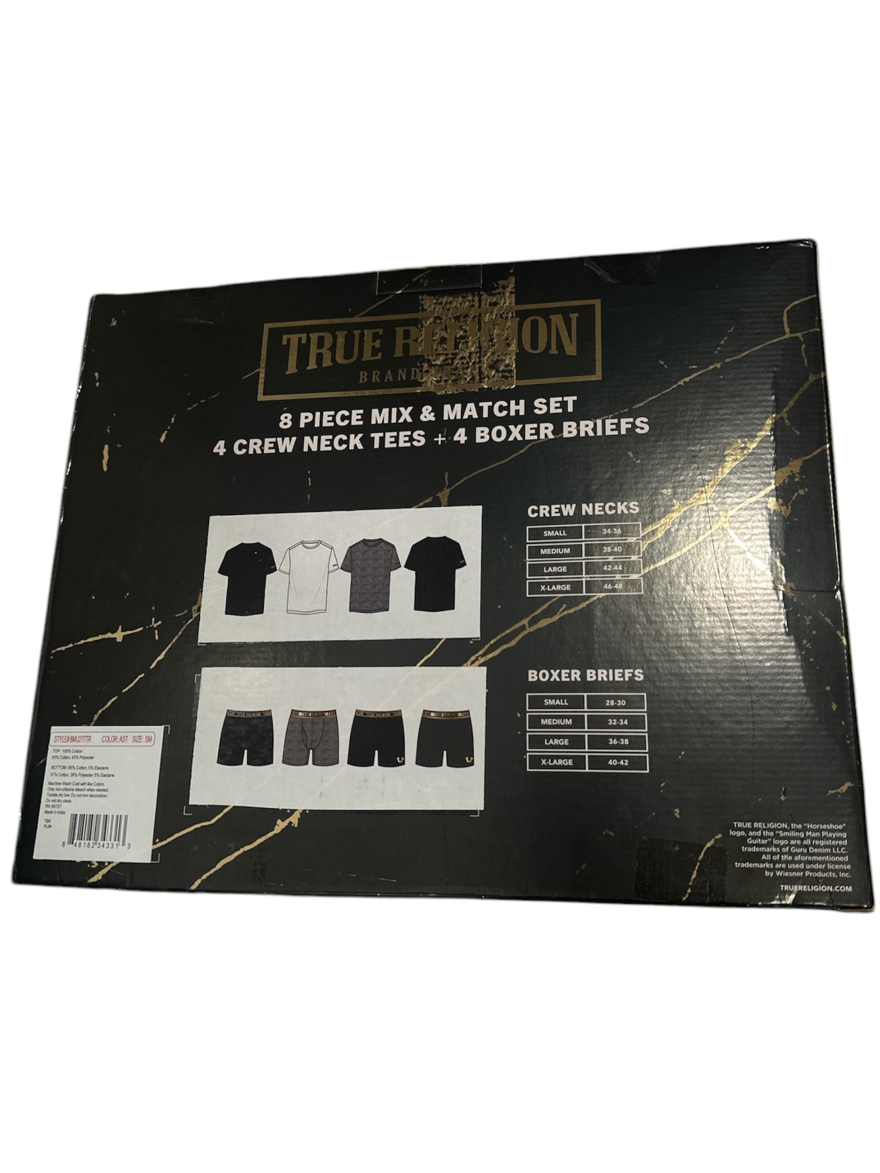 True Religion 8 Pieces Crew Neck Tees + Boxers