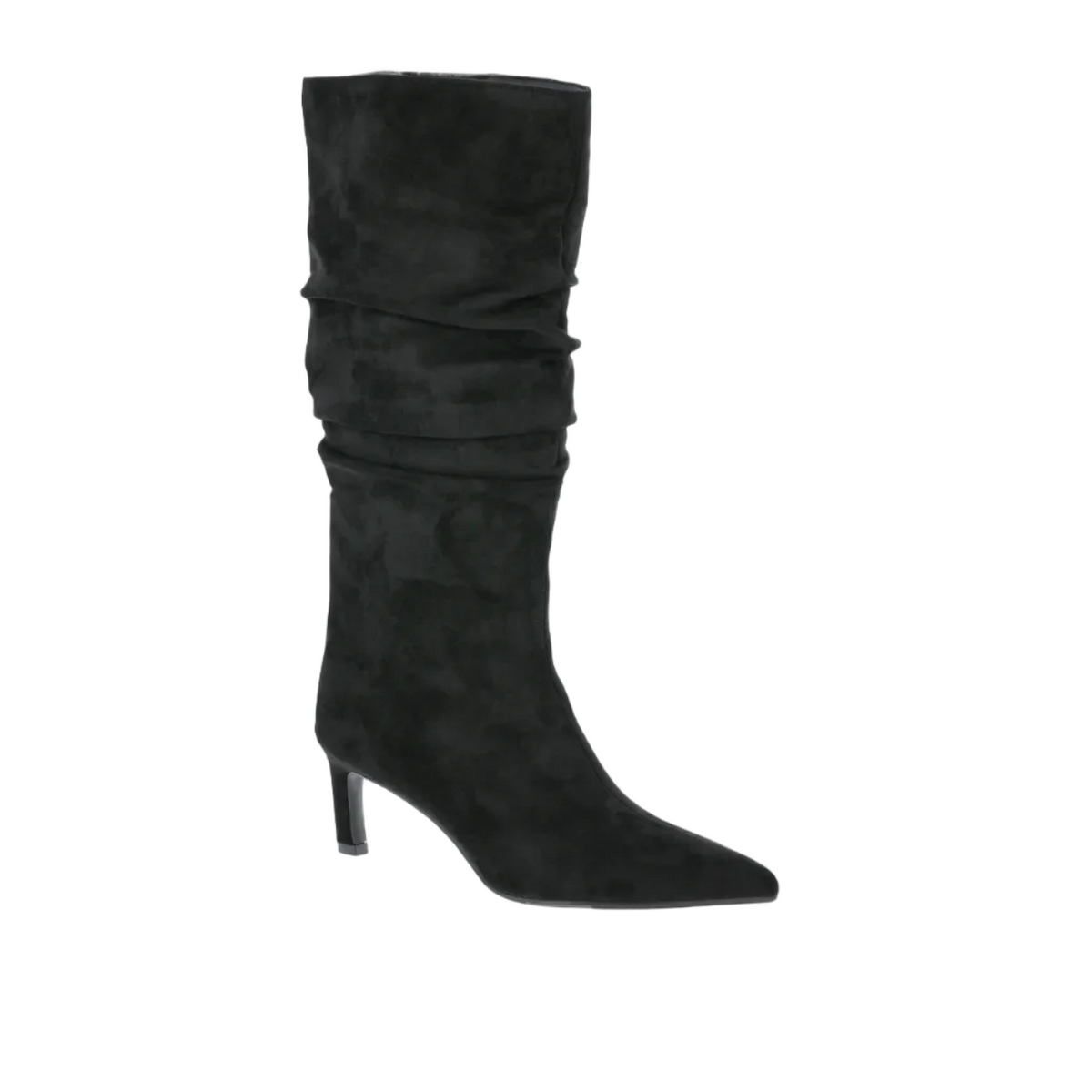 Women's Faux Suede Slouch Boots with Kitten Heels