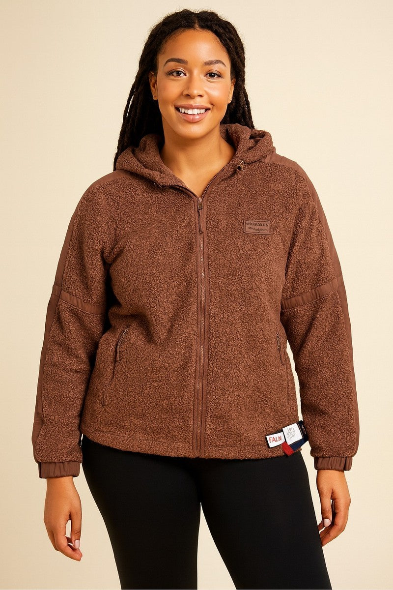 Reebok Women’s Sherpa Fleece Sweater Rose Brown