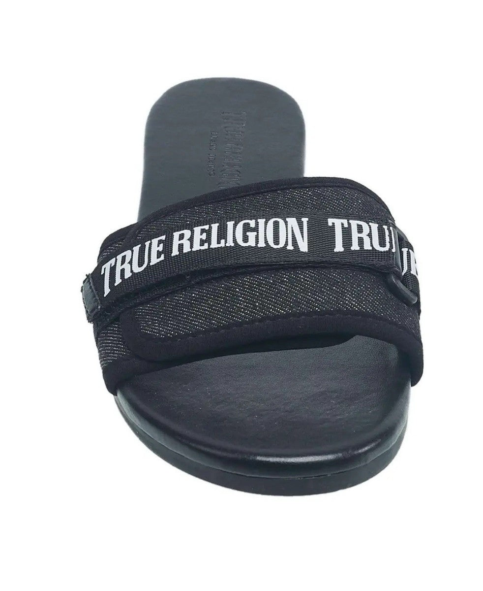 True Religion Black Denim Slipper
